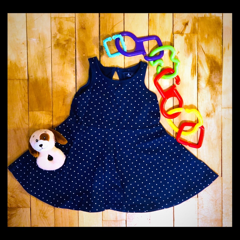 🧸Baby Gap Navy Blue Poka Dot Dress